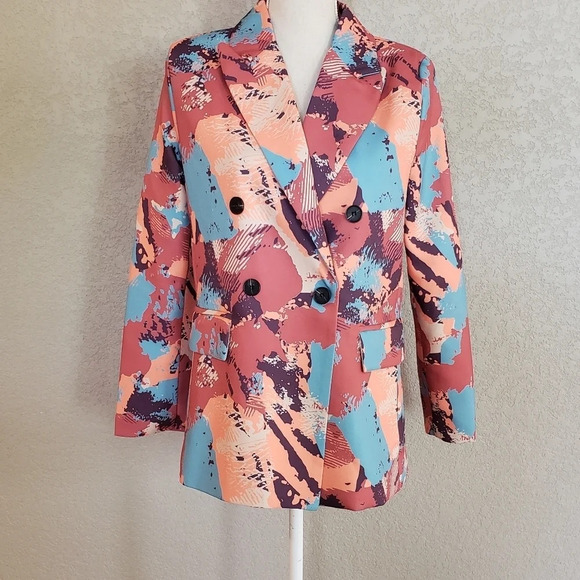 Shein abstract print collar blazer - Picture 3 of 10